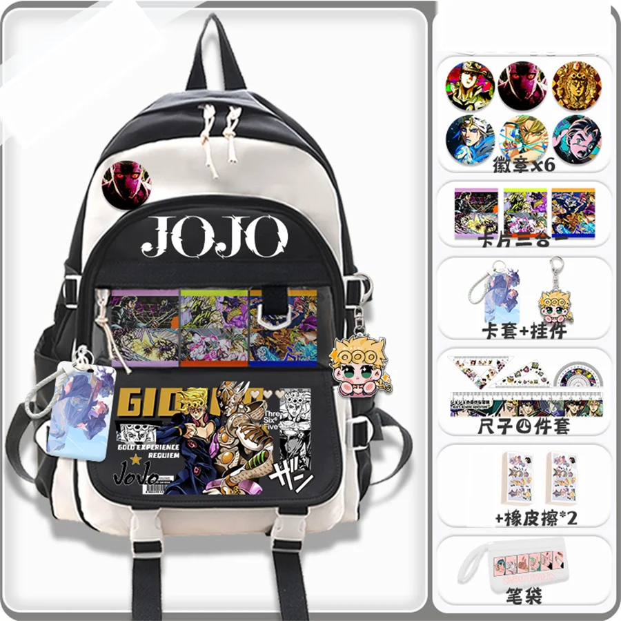 Lolita Jojo's Anime Waterproof Badge Backpack Travel School Book Students Messenger Laptop Mochila Kids Boy Girl Bag