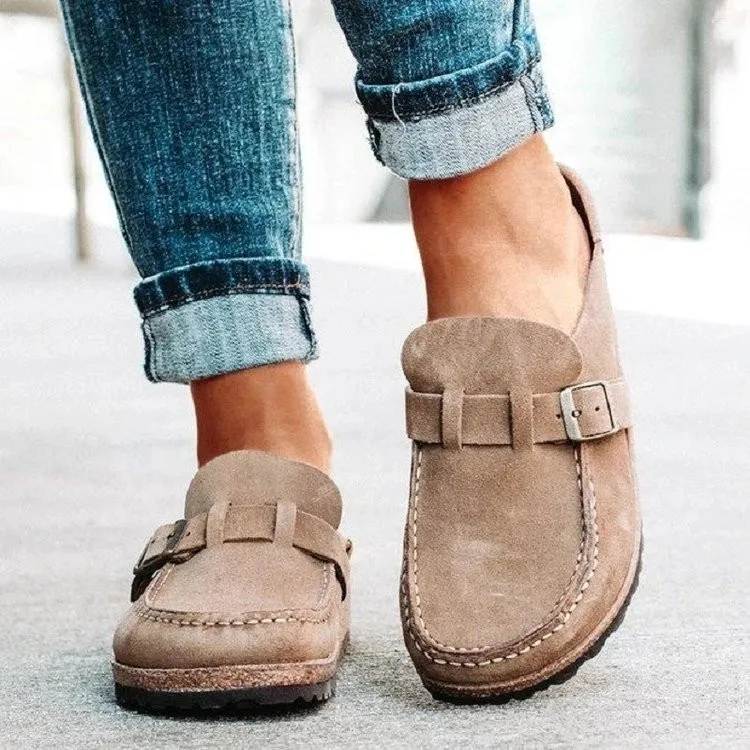 Mules décontractées rétro style Birkenstock pour femme, avec semelle intérieure en liège, en daim mat souple, à enfiler, pour le quotidien en extérieur 1