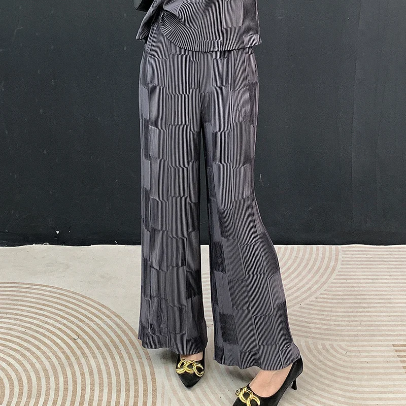 Miyake Pleated Women's Casual Design Straight Pants