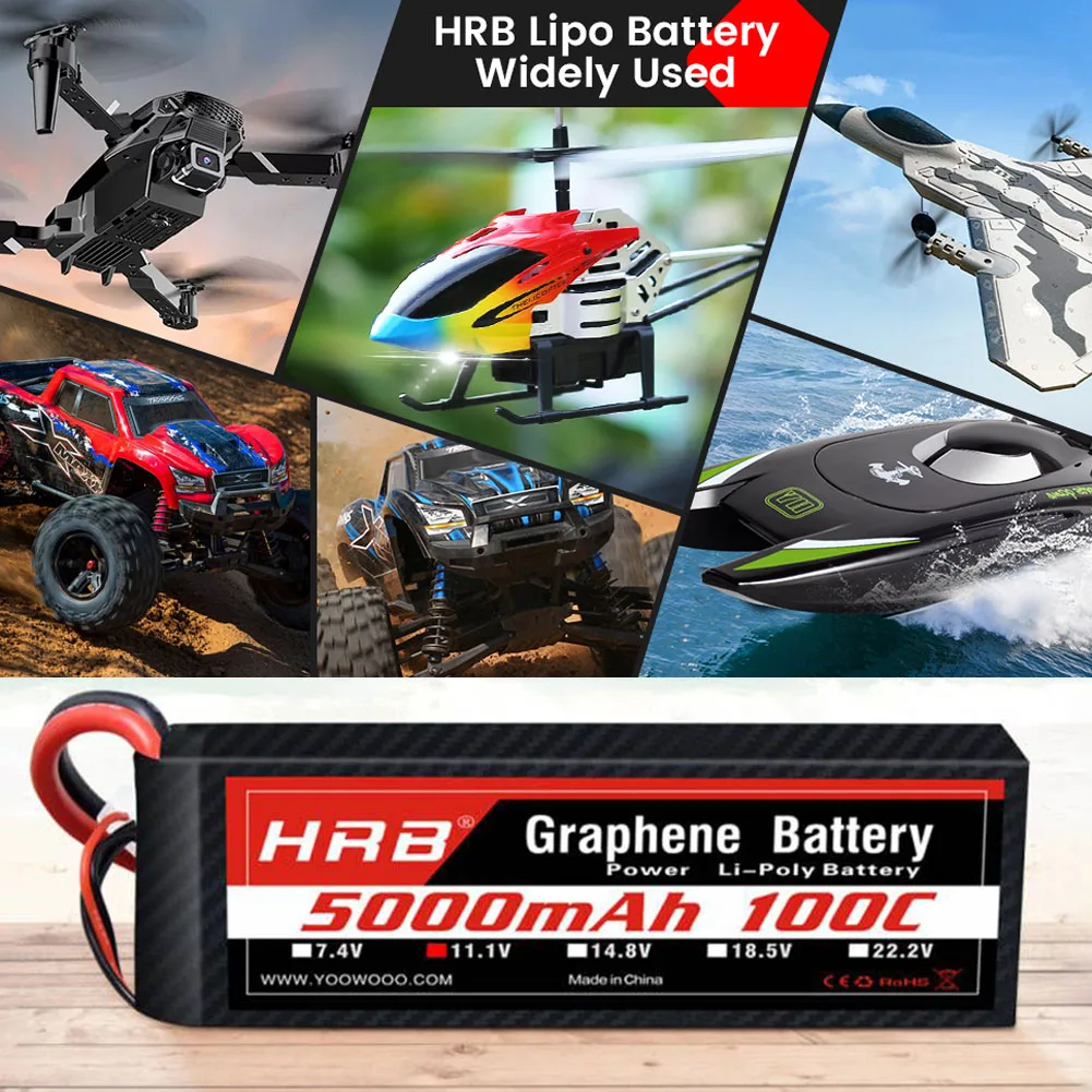 2 قطعة HRB الجرافين بطارية 2S 3S 4S 6S RC يبو بطارية 11.1v 14.8v 22.2v 1300mah 1500mah 2200mah 4000mah 5000mah 6000mah 100C يبو