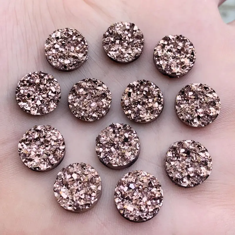 Bling 50PCS 12mm Round AB Colors Mineral Surface Resin Rhinestone Flatback Cabochon Stone DIY Wedding Decoration Crafts -B28