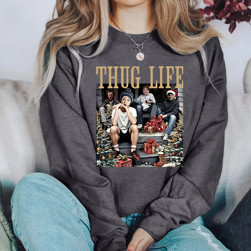 Solo en casa Película navideña Sudadera Thug Life Sudadera con capucha navideña divertida Kevin McCallister Plan de batalla Suéter Sudaderas de Navidad