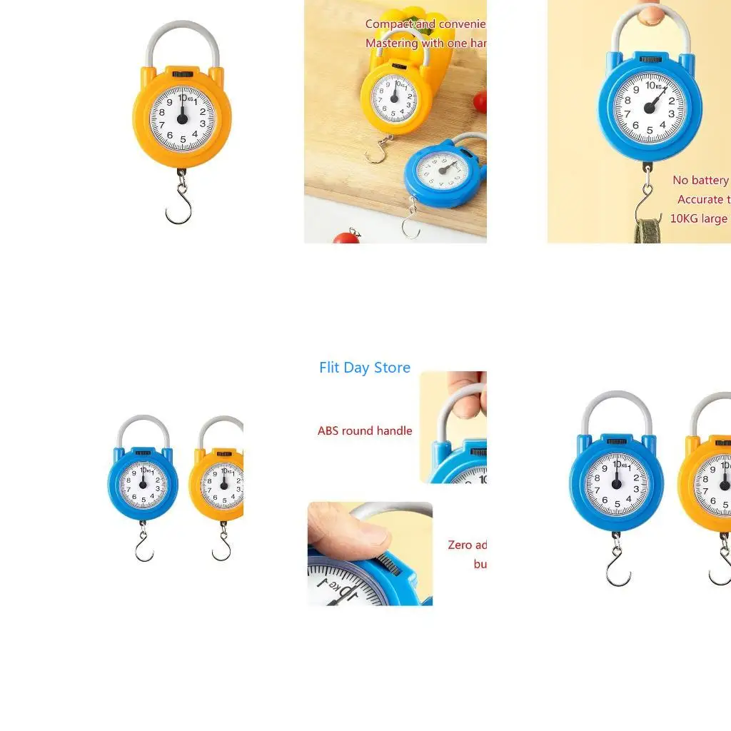 F92C 10kg Portable Hanging ABS Plastic Scale Fishing Hook Weighing Kitchen Scale