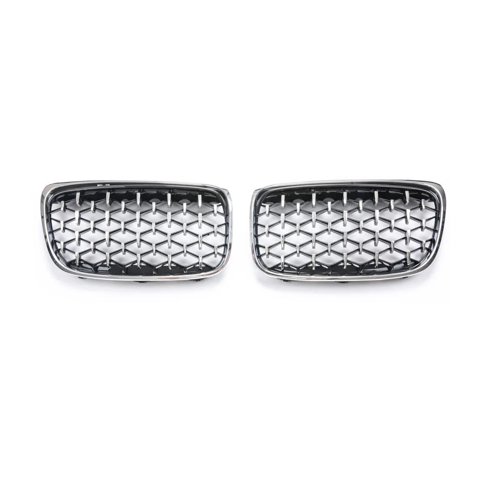 A Pair Chrome Diamond Kidney Grilles Meteor Style Front Bumper For BMW 2 Series F45 228i 220i 235i 2014-2018 Car Accessories