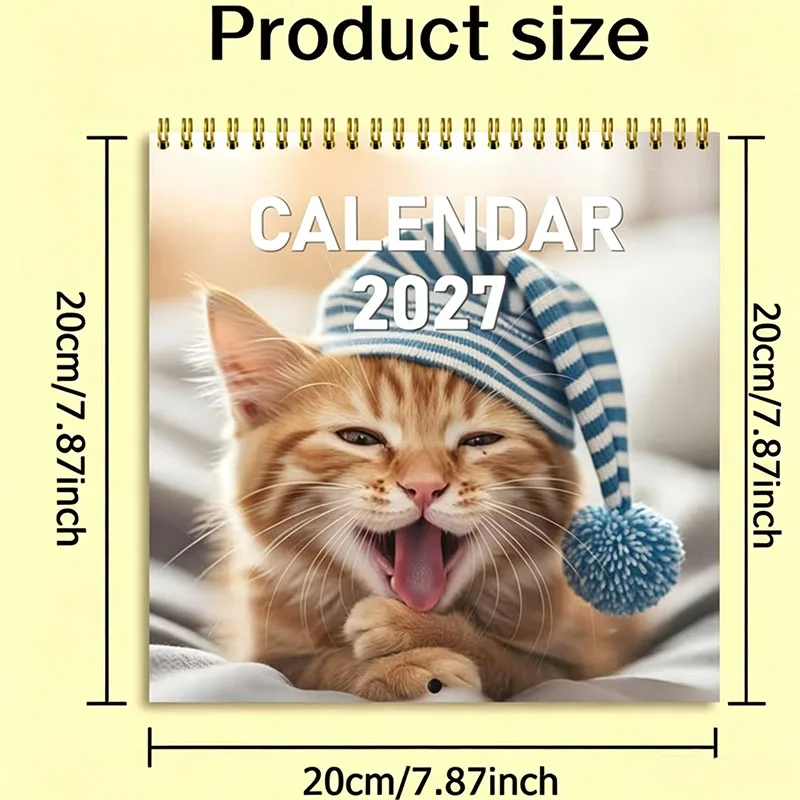 Novelty Funny Animal Meme Wall Calendar 2027, Adorable Kitten Print Wall Hanging Calendar Unique Gift for Cat Lovers