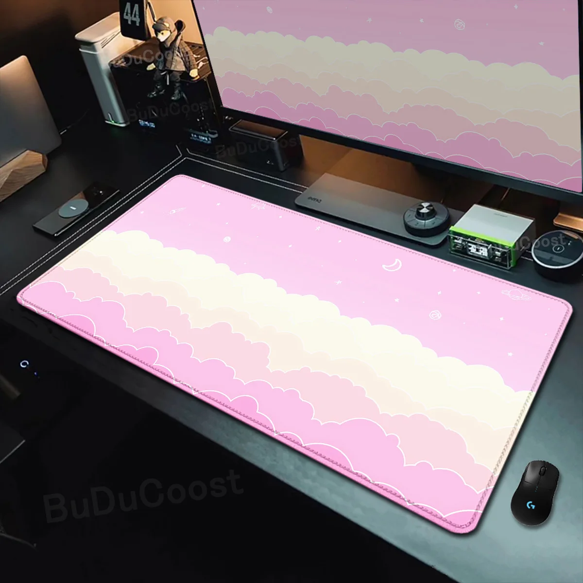 

Gaming Mousepad Pastel Cloud HD Desk Mat Kawaii Cartoon Pink Mouse Pad 30x80cm Rubber Rugs Extended Gamer Lock Edge Keyboard Mat