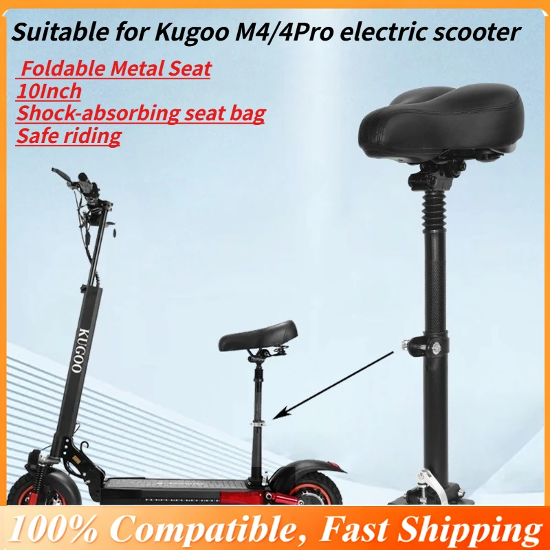 

10Inch Foldable Metal Seat for KUGOO M4 / M4 Pro E-Scooter, Height Adjustable Shock Absorbing Replacement Saddle with Suspension
