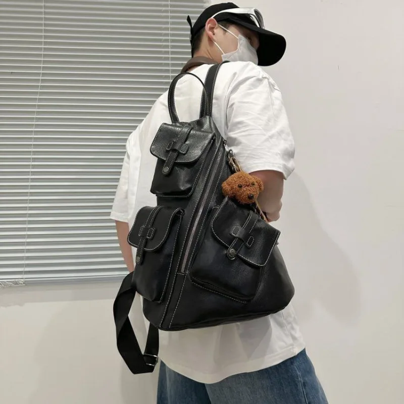 متعددة الوظائف خمر بو الجلود على ظهره الرجال النساء سعة كبيرة في الهواء الطلق دراجة نارية الرياضة حقيبة السفر #2