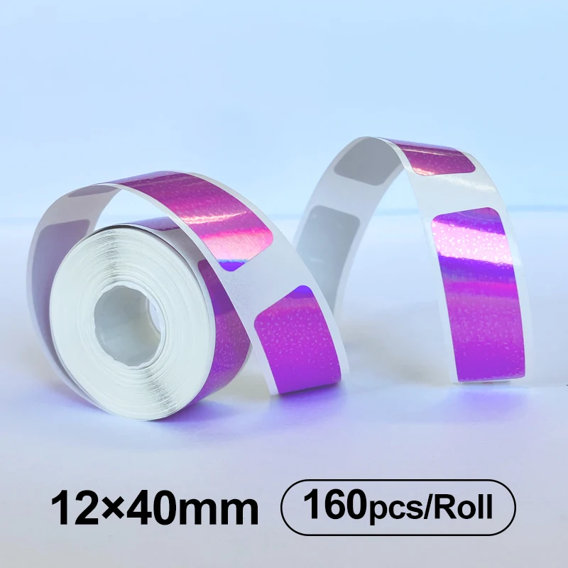 160 Stück holografisches Laser-Thermo-Etikettenband, glänzend, selbstklebende Rolle, bedruckbares Aufkleberpapier, langlebig, silberfarben, Name, Party-Geschenkanhänger – Detail 17