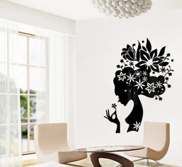 Flower Fairy Crystal Stereoscopic Wall Stickers 3D Mirror Acrylic Background Stickers