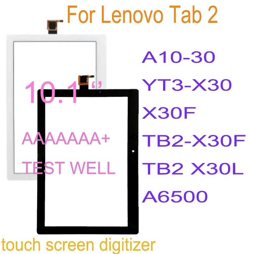AAAA + 10,1-calowy ekran dotykowy do Lenovo Tab 2 A10-30 YT3-X30 X30F TB2-X30F TB2 X30L A6500 Części zamienne do szklanego panelu Digitizer