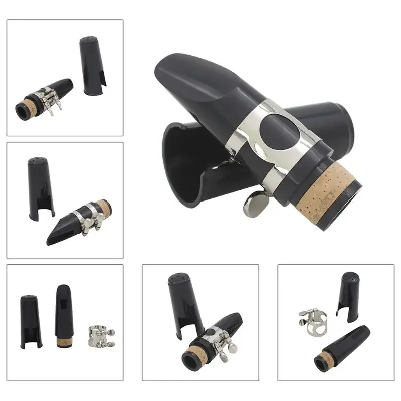 Plastic B Flat Clarinet Mouthpiece & Clamp Woodwind Instruments Black Color