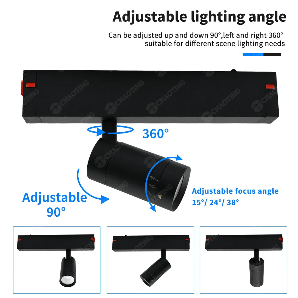 25-Type Adjustable Beam Angle 7 W Magnetic Rail LED Tracklight Commercial Spotlight System LED Track Light for Commercial Spaces