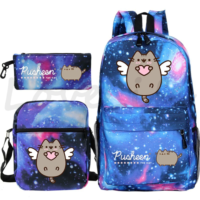 Cartoon Cat School Backpacks Kawaii Bookbag Students Girls Boys Back To School bag 3pcs/set Gift Mochila Children School Bags