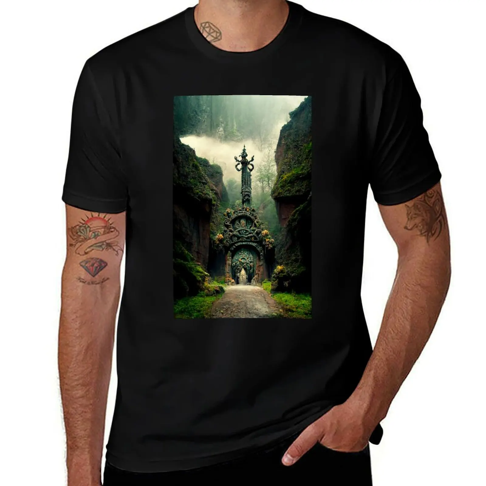 

shirts t slim t T-Shirt Valhalla Gate shirt fit cotton t Calling for Valhalla shirts of graphic mens pack man