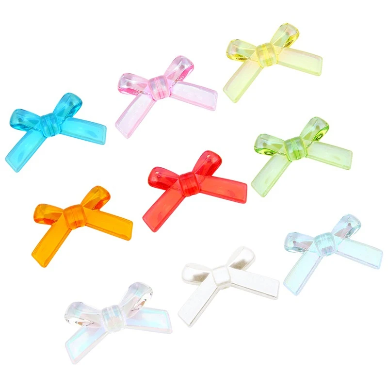 15pcs/Lot 34*20mm Acrylic Jewelry Accessories Bow Shape Small Hole Beads For Jewelry Making