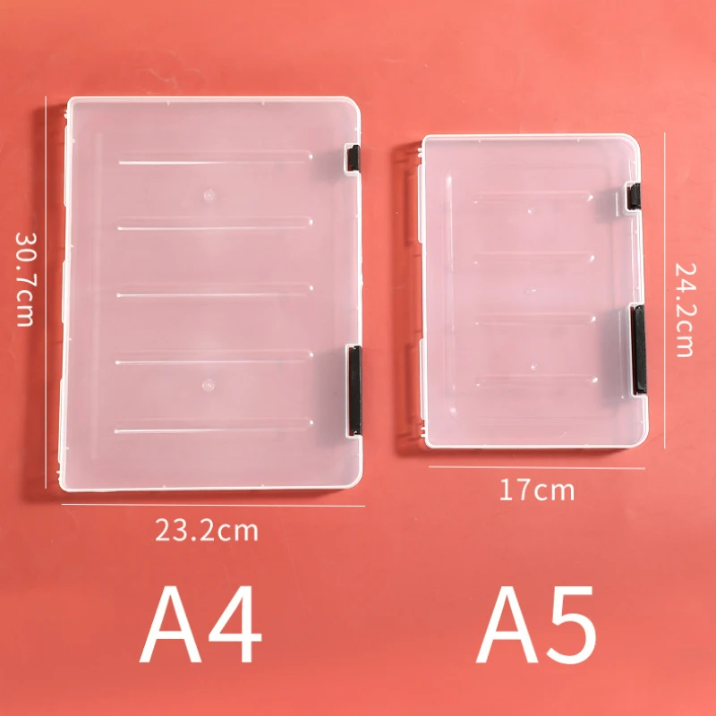 Four Colors A4/A5 File Box for Stationery with Moisture-proof Transparent Sealing Design Document Organizer File Folder
