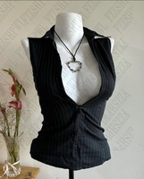 Zip Vintage Personality Tank Tops Woman's Clothing Summer Daily Stripes Camisole Y2K Popular Sexy Singlet Female Sleeveless Vest