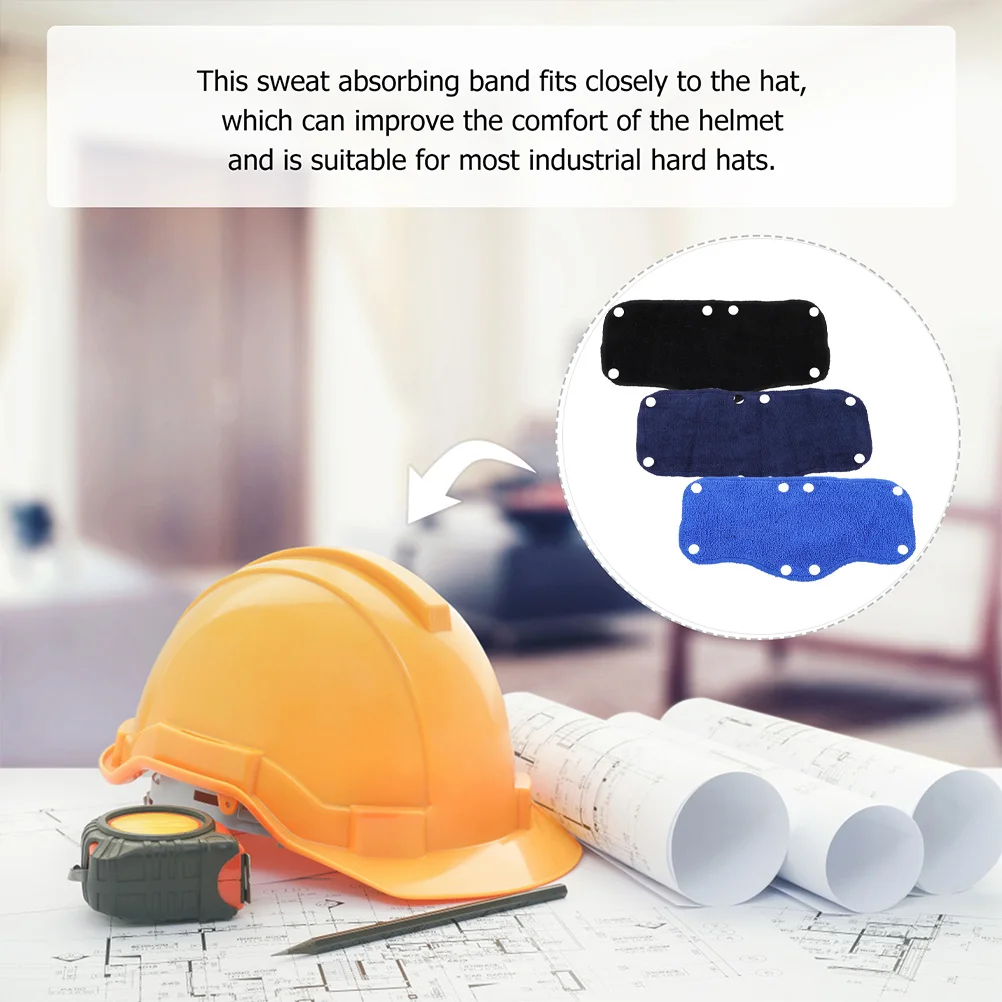 3 Pcs Sweatband Hard Hat Liners Reusable Sweatbands Hardhat Polyester for Safety