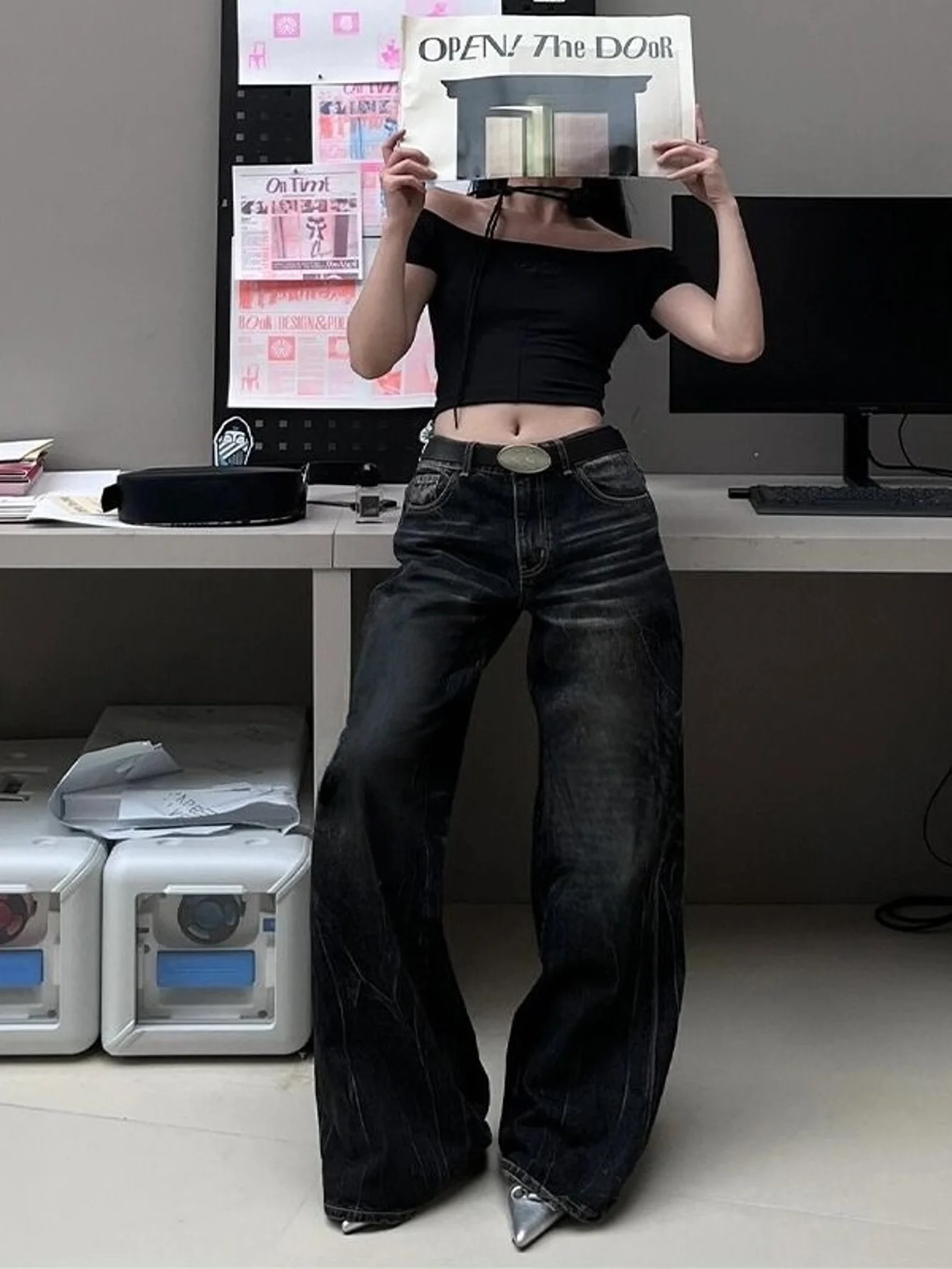 

Jeans Drip Baggy Black Unisex Y2K Jeans For Man Man Pants No accessories or belts included