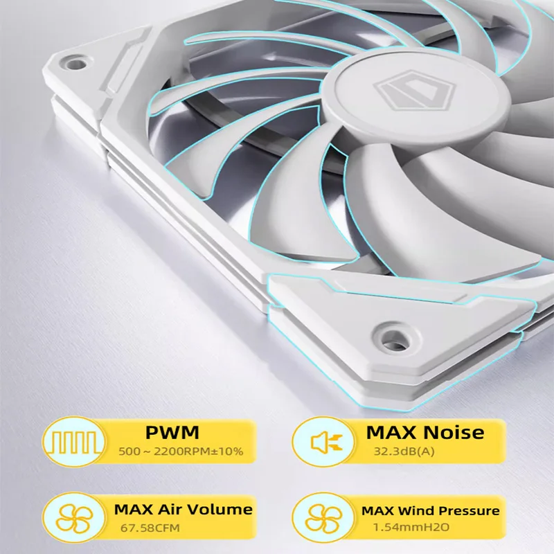 ID-COOLING TF-12015 120mm Cooling Fan Thinckness 15mm Ultra-Thin PC Case Fan 4Pin PWM Temperature Control Mute CPU Cooler 5