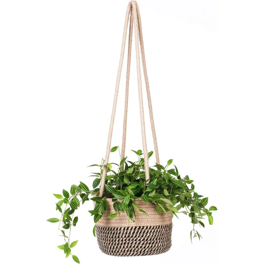 

Hanging Planter Basket Jute Rope Woven Plant Hangers Indoor Hanging Plant Holder Up to 7 Pot Macrame Modern Storage Organizer H