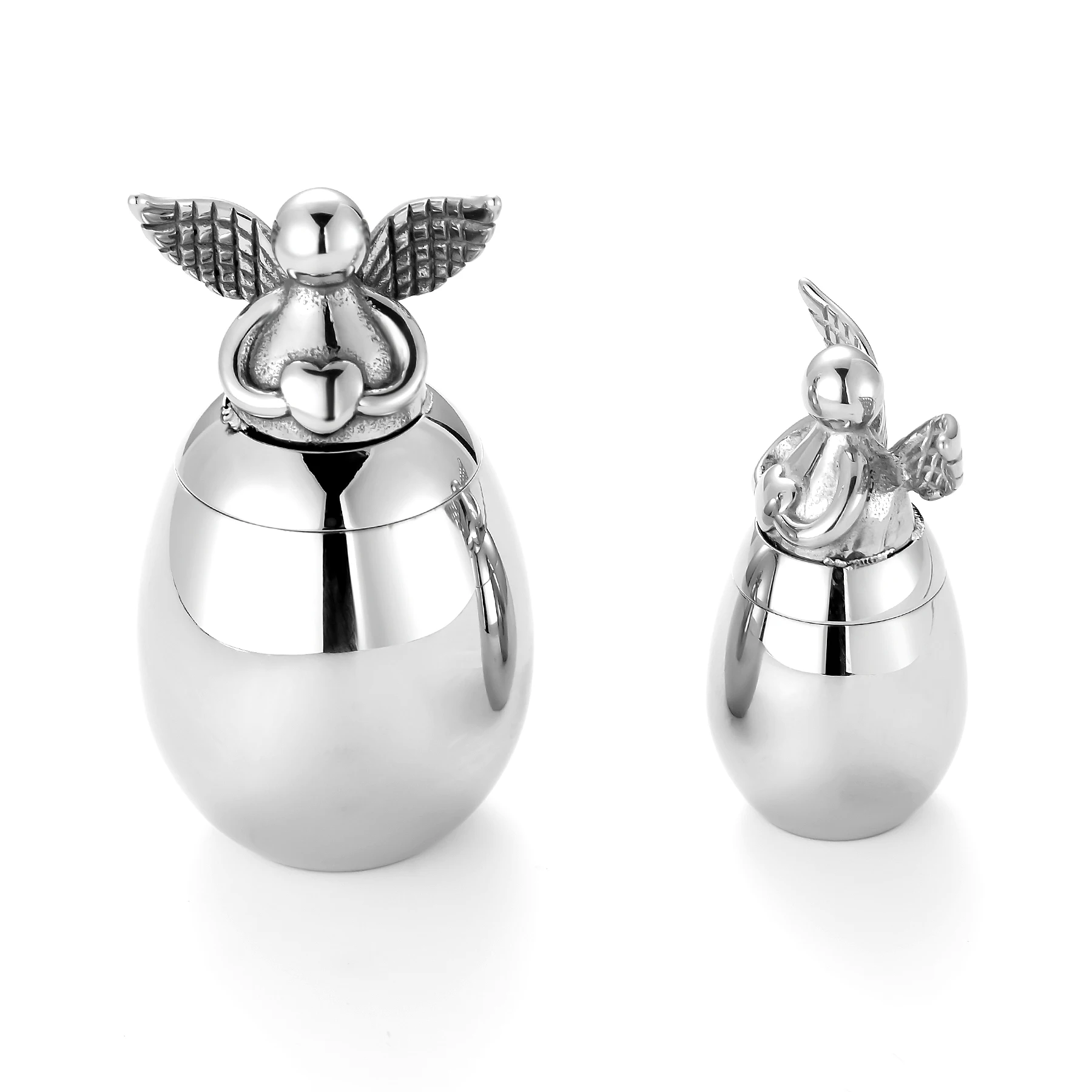 Cute Angel Wing Heart Memorial Keepsake Stainless Steel Cremation Urns for Human Pet Ashes Can Be Engraved