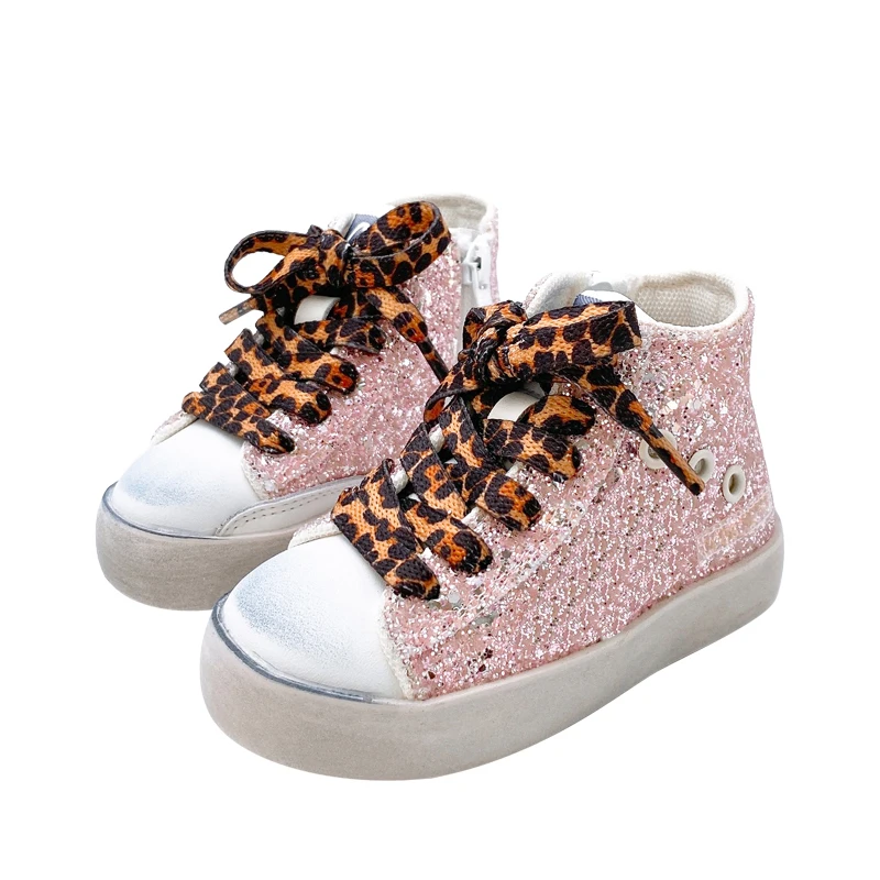 Children Dirty Sneakers Pink Glitter Star Girls Shoes 2024 Kids Boots High Top Sneakers CCDB  Child Casual Shoe Girl Sports Shoe