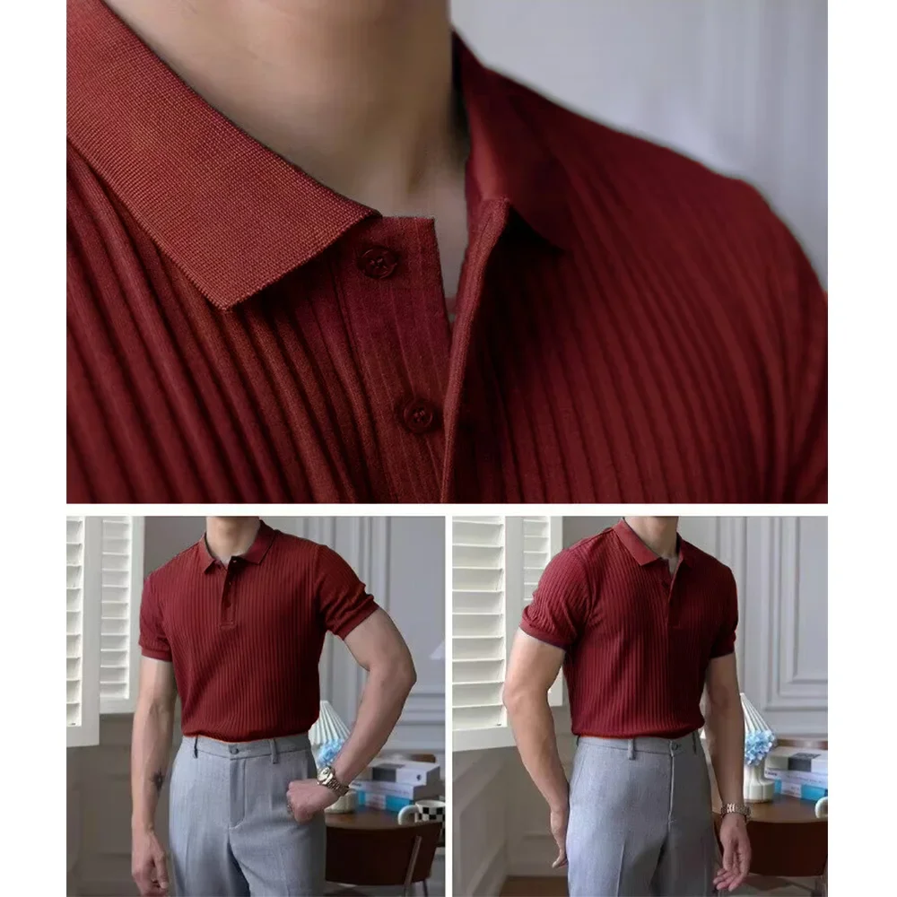 Männer Sommer Kurzarm Polo Dünne Casual Sportswear Hundert Stretch Tasten Koreanische Mode T-shirt männer Tops – Detail 11
