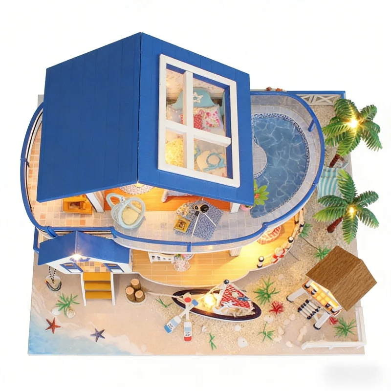 OUZEY Ocean Legend Villa DIY، نموذج المناظر البحرية الخشبي ثلاثي الأبعاد، هدية بحرية للمراهقين #3