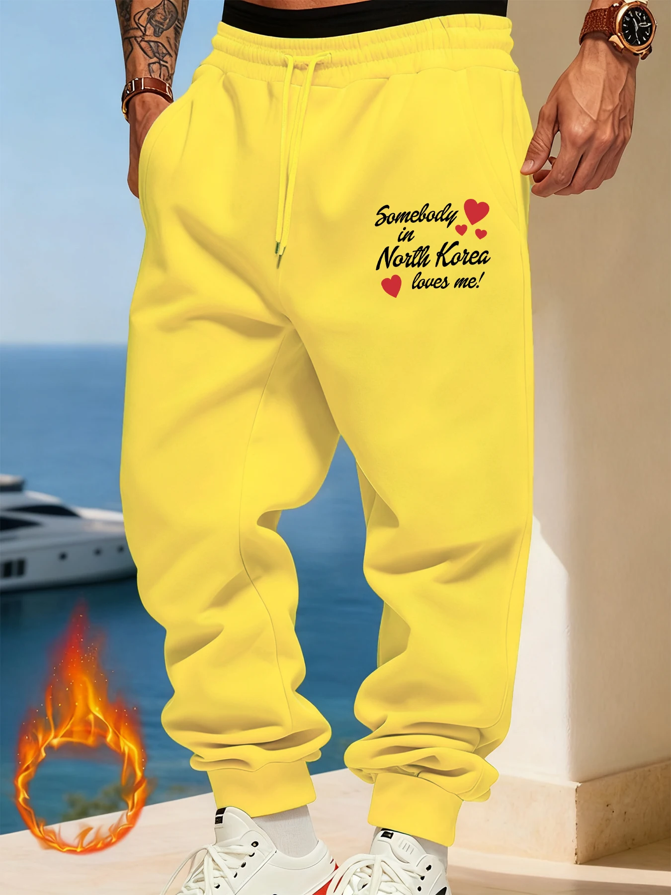 

Somebody In Nouth Korea Loves Me Print Man'S Sweatpants Y2K Elastic Waist Pants Soft Unisex Sweatpant Autumn Fashion Trousers