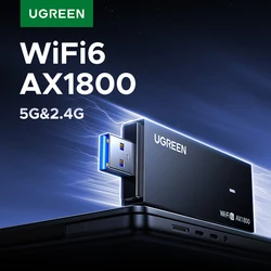 UGREEN-adaptador WiFi AX1800, WiFi6, USB 3,0, 5G y 2,4G, doble banda, USB, WiFi, para PC, portátil, antena, receptor Ethernet, tarjeta de red