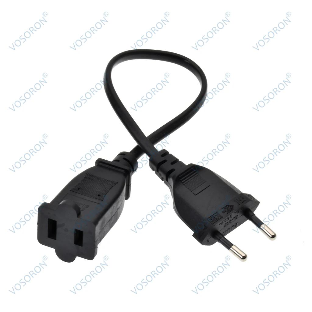 US to EU Power converter adapter cable 2-PIN Polarized US female to EU Male Plug USA to EU Power Plug adapter extension Cord