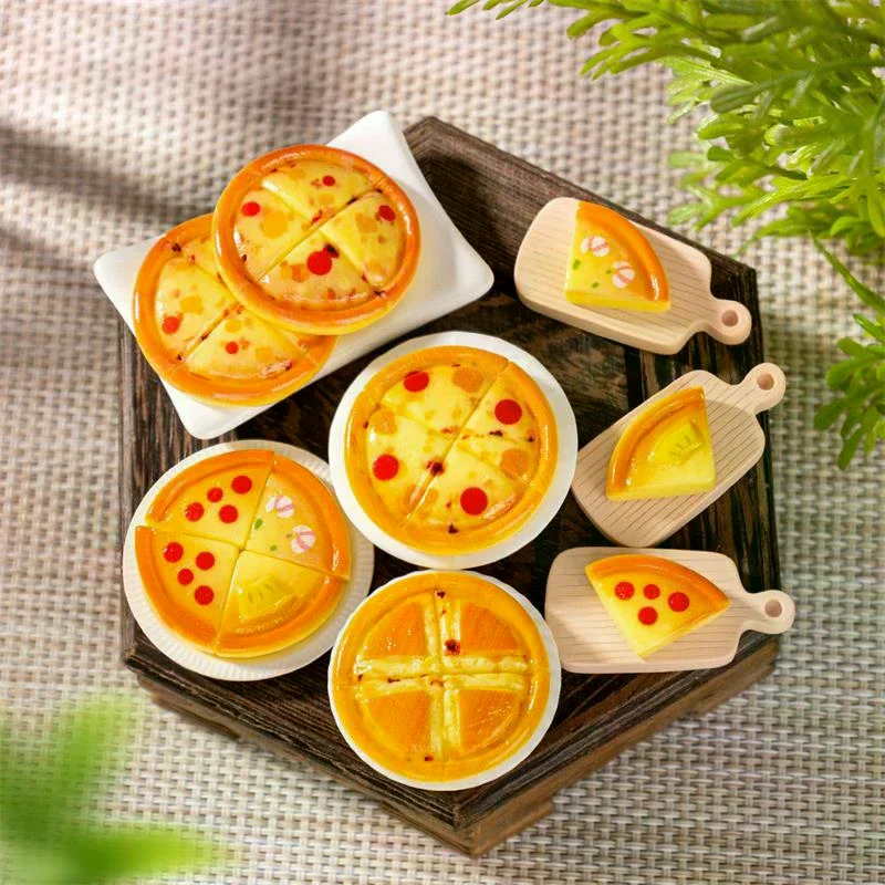 10 قطعة لطيف محاكاة البيتزا الغذاء دمية اللعب نماذج مصغرة الحلي ديكور DIY بها بنفسك الراتنج اكسسوارات الاطفال اللعب منزل اللعب هدية #3