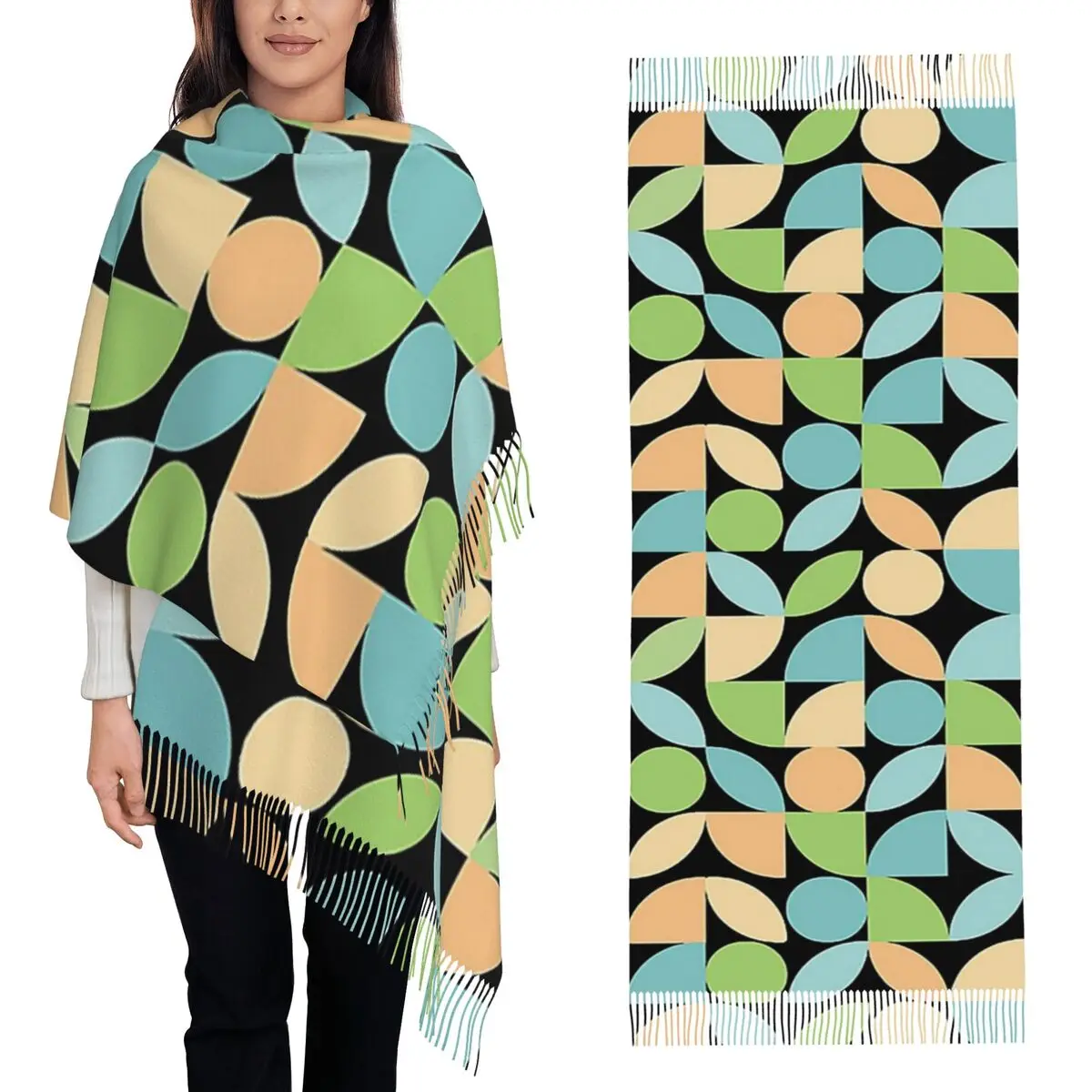 

Orla Kiely Multi Stem Geometric Scandi Mid Century 3, шарф с кисточками, шарфы для женщин, шали и накидки, длинная осенне-зимняя шаль, накидка