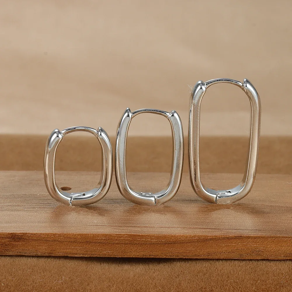 3PCS Vintage Stainless Steel U-Shape Hoop Earrings Set for Women Geometry Circle Square Earring Piercing  Jewelry aretes mujer