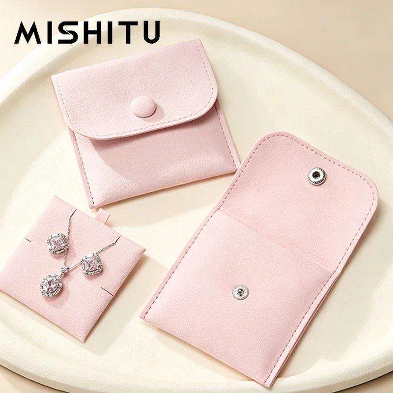 MISHITU Candy Colored Jewelry Necklace Storage Bag Portable Microfiber Diamond Necklace Jewelry Storage Bag Dustproof Organizer