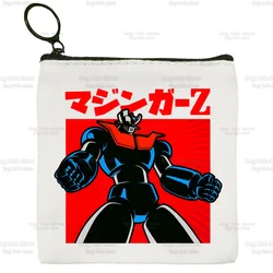 Mazinger Z Anime Robot Harajuku monedero cuadrado pequeño, almacenamiento de tarjetas, llave, embrague de monedas, bolsa de llave con cremallera