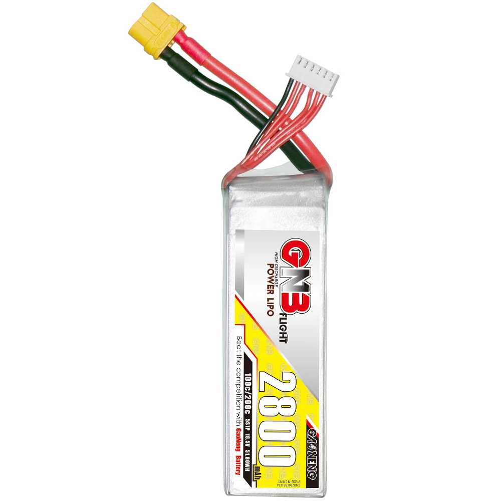 Bateria litowa GAONENG GNB 5S 18.5V 2800mAh 100C z złączem XT60, odpowiednia do dronów FPV i quadrocopterów.