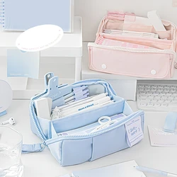 Prism Pencil Case Pen Bag Cream Color Large Capacity Soft More Pocket Storage Pouch for Stationery School A7446