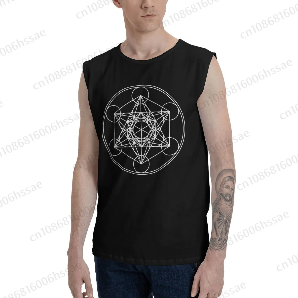 Metatrons Cube Flower Of Life Summer Sports Tank Tops Men's Breathable Sleeveless T-shirt Vests Run Clothing