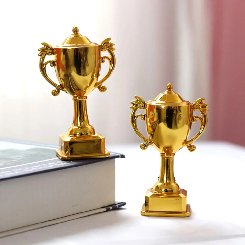 

4 Pcs Small Trophy Cup Dollhouse Mini Golden Model 4pcs Trophies Miniature Decor Soccer Child