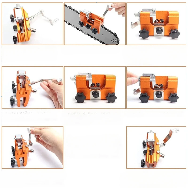 Imagem -03 - Portátil Chain Saw Sharpener Kit Jig Rápido Chainsaw Sharpener Carpintaria Sharpening Stone Hand Crank Tool