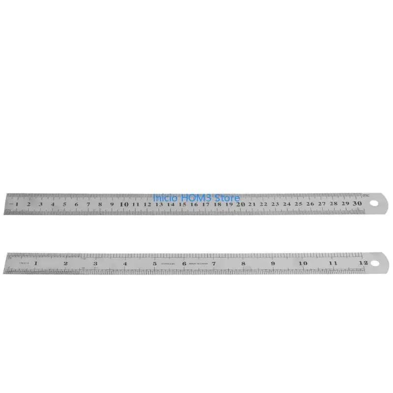 A5YD 30cm 12 "강철 스테인리스 포켓 파우치 메트릭 금속 눈금자 측정 더블면