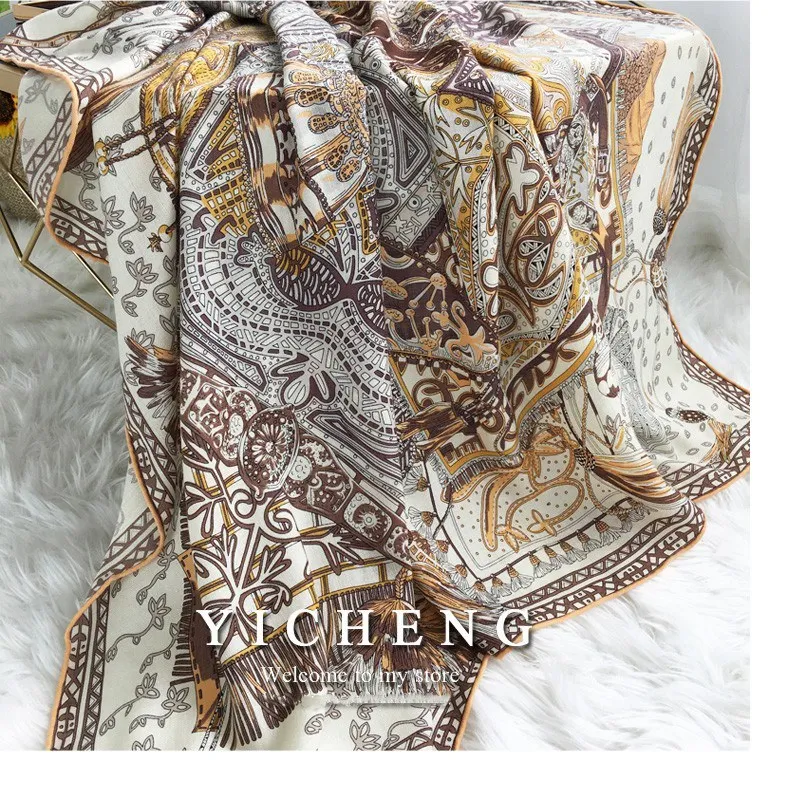 2024 Wool Blanket Scarf Shawl Womens Winter Warm Foulard Wraps Echarpe 130*130cm