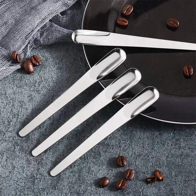 5pcs Tea Spoon Stainless Steel Flat Spoon Espresso Spoon Dessert Small Coffee Scoop Mixer Stirring Bar Spoon Kitchen Tableware