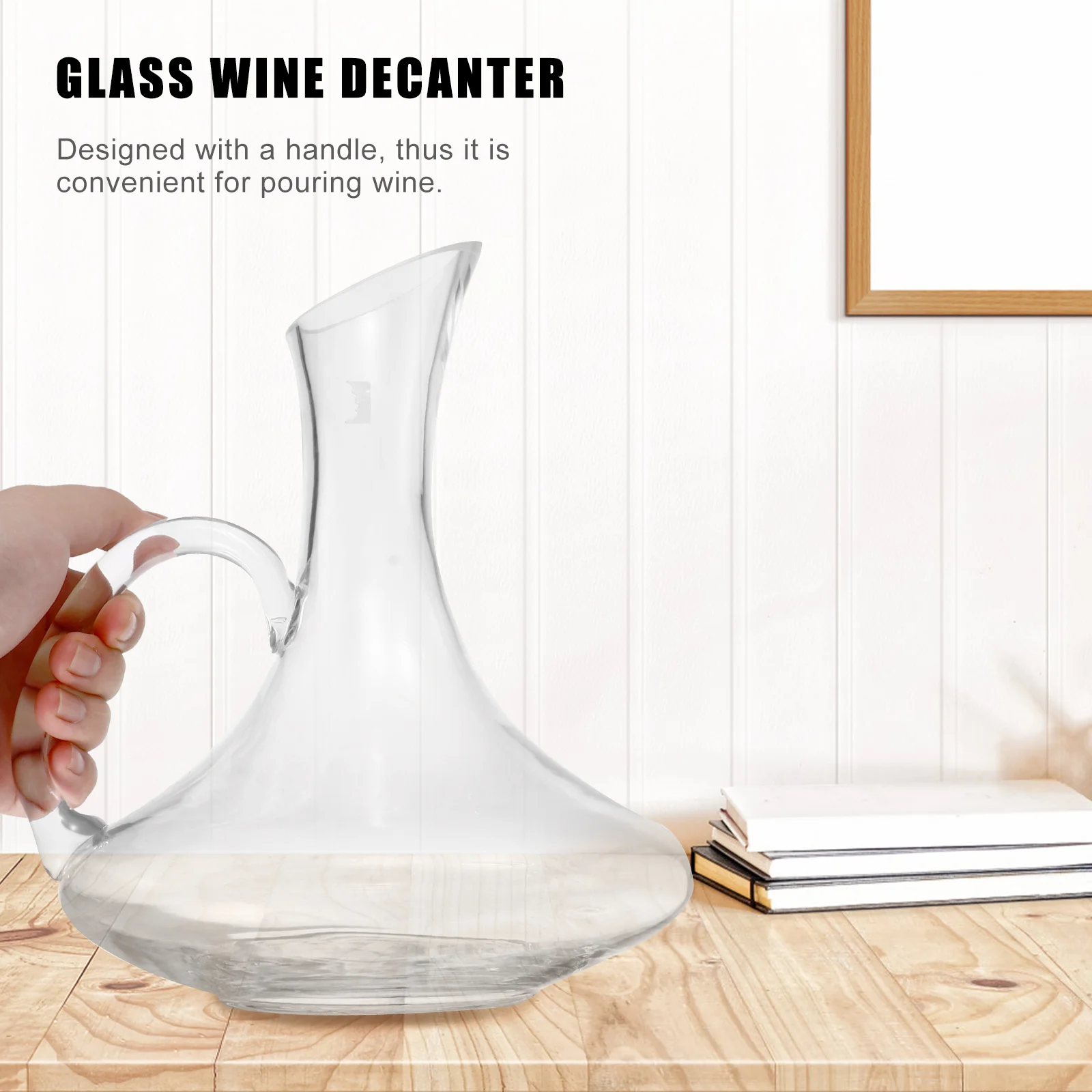

1500 Ml Creative Glass Decanter Wine Pourer Handle Transparent Bright Smooth Surface Easy Clean Practical Home Bar Gift