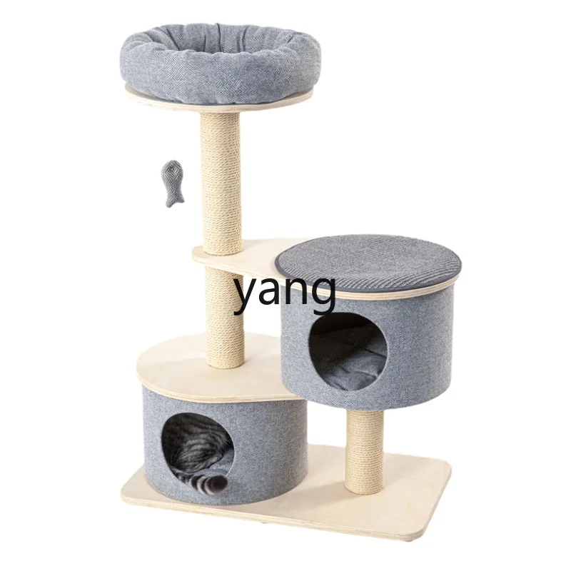 Yjq Cat Climbing Frame Cat Nest Tree Integrated Multi-Layer Solid Wood Boards Toy Cat Supplies