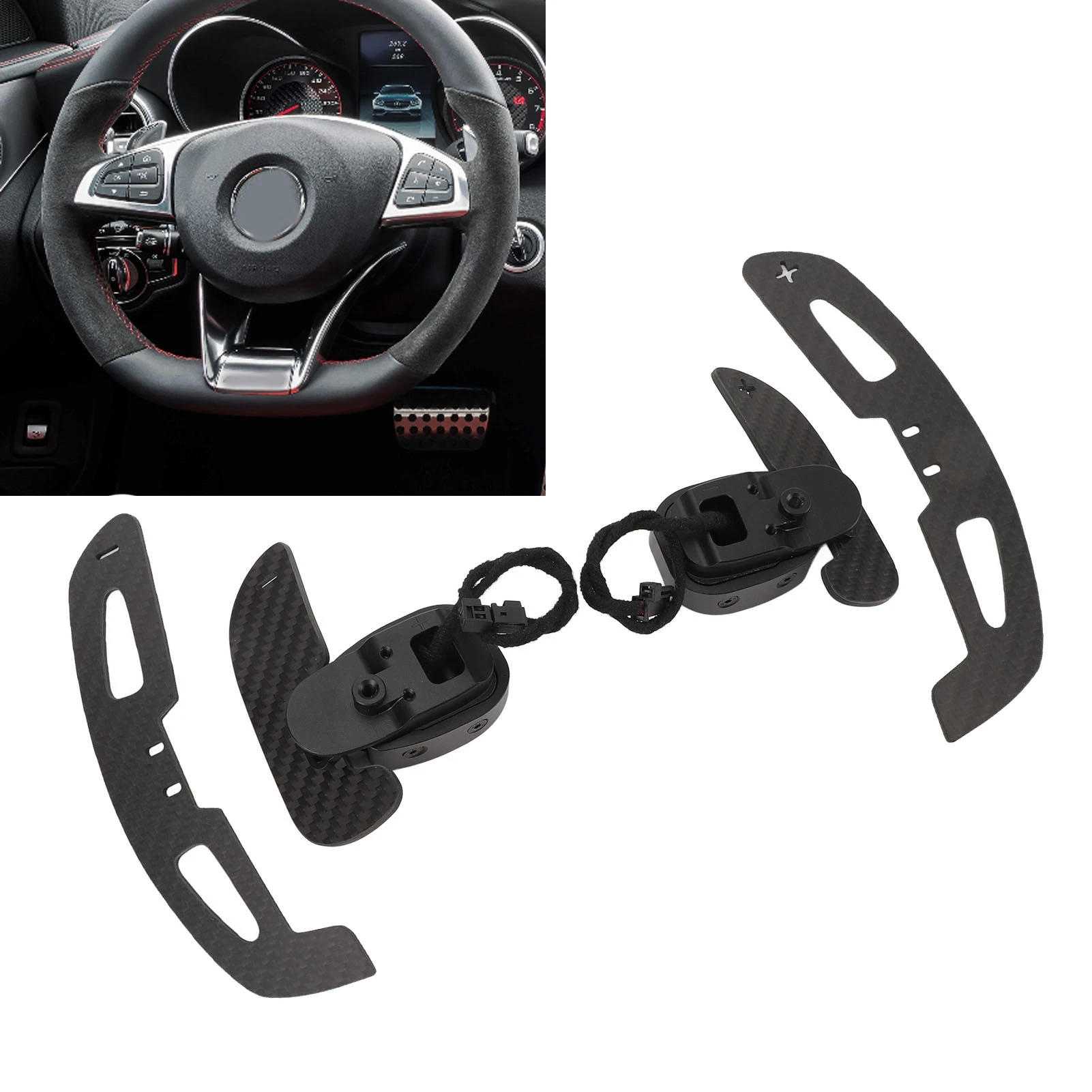 Steering Wheel Shift Paddle Magnetic Carbon Fiber Paddle Shifter Extensions for A45 W176 A35 A45 A45S W177 V177 C43 C63 C63S W20