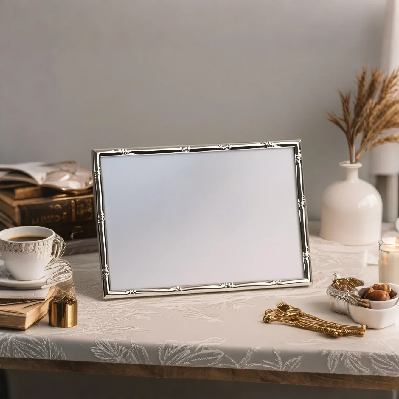 Aluminum European Photo Frame 6/7/8/10in High-grade Wedding Silvery Picture Frame Stand for Pictures Home Desktop Decor Gift